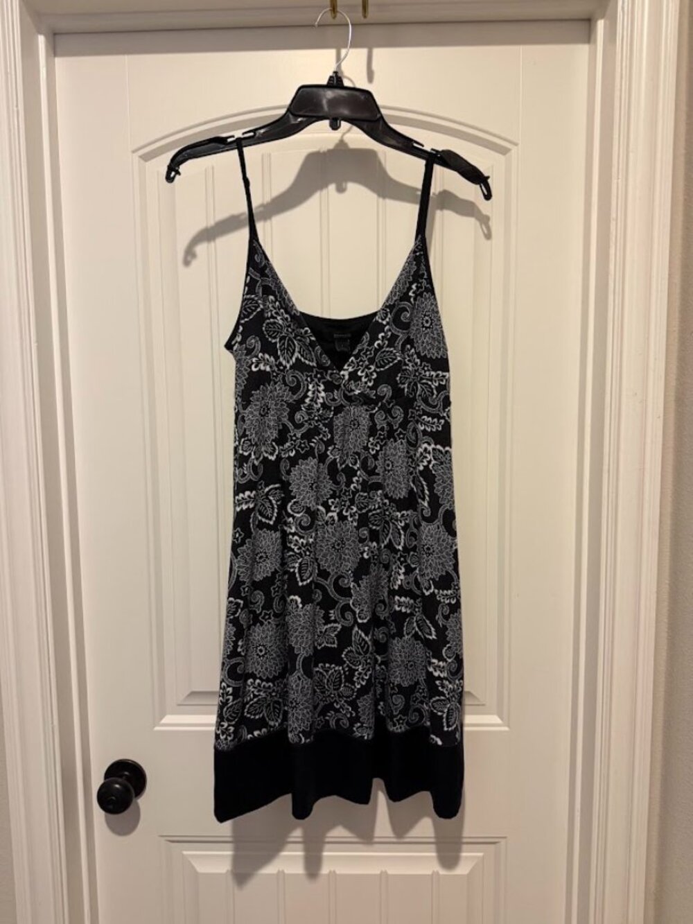 Express Black and White Floral Babydoll Tank Dress